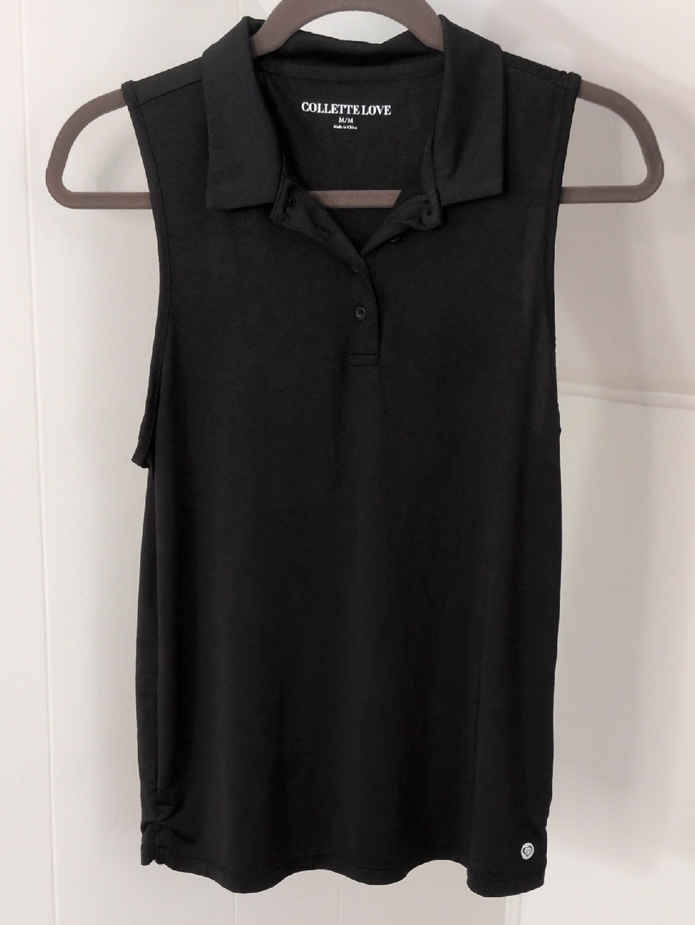 Black Sleeveless Polo Tank Top